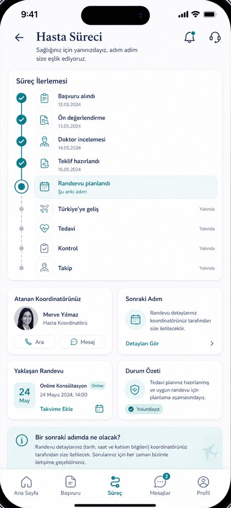 The patient app, configured with your hospital's brand