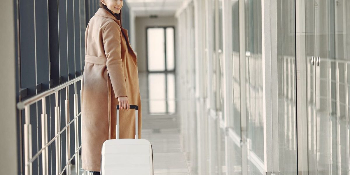 A traveller at an airport